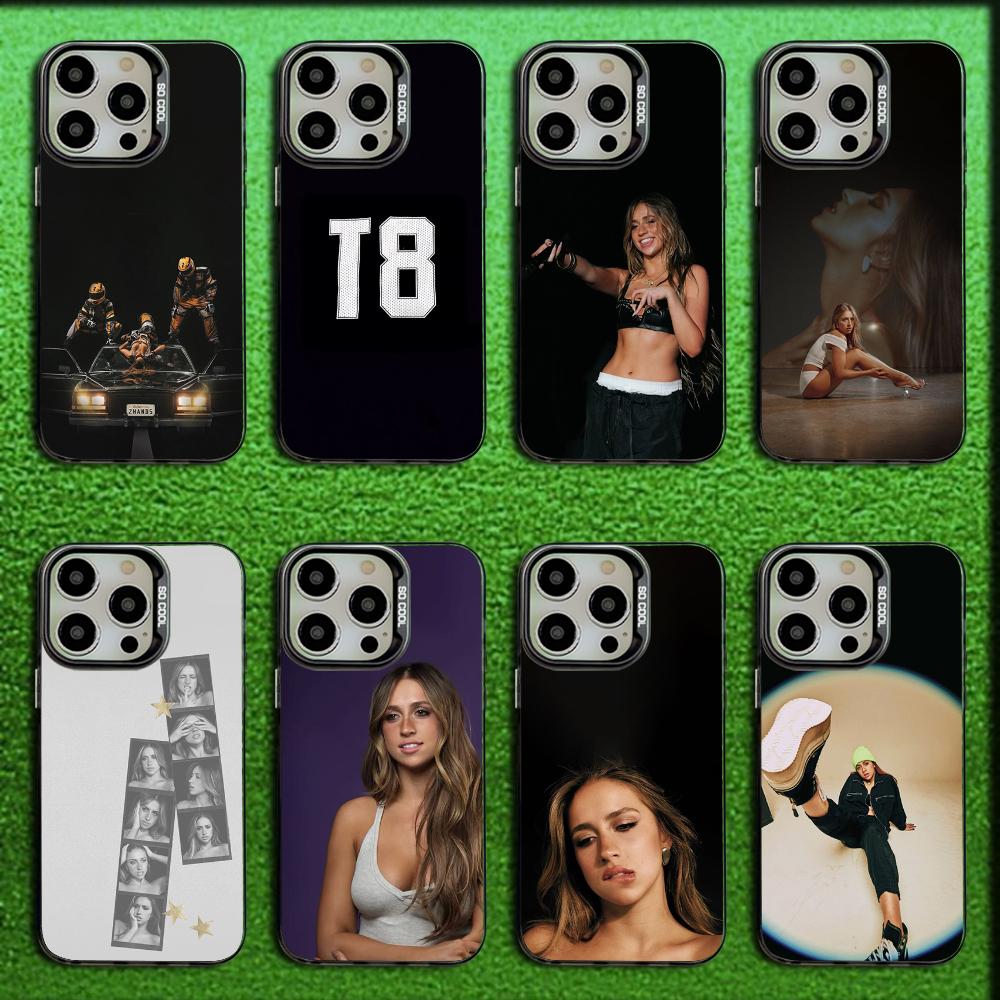 Sängerin T-Tate McRae Handyhülle Für iPhone 16,15,14,13,12,11,Mini,Pro,MAX Grau Matt Silikon Schwarze Hülle