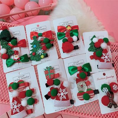 2/4PCS/set Cute Christmas Hair Clip Candy Santa Claus Hairpin Baby Girl Headdress Duckbill Clip Red Green Hair Clip