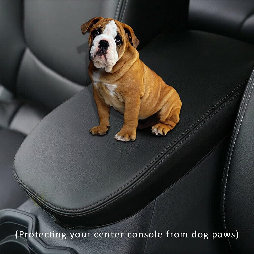INTGET Center Console Armrest Cover for 2025 Toyota RAV4 Accessories 2024 2023 2022 2021 2020 2019 Leather Middle Console Lid Cover Pad Protector