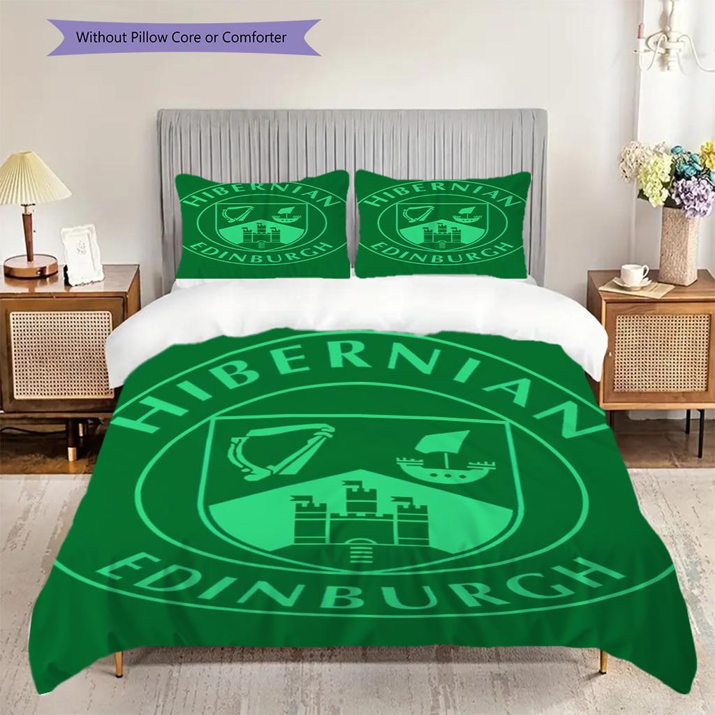Hibernian Edinburgh Emblema Storico Set da Tre Pezzi (1 * copripiumino + 2 * federa, senza nucleo) Set biancheria da letto 2D Piatto Regalo di Natale Compleanno