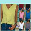Donna Blusa Senza Maniche Gilet Top Estivo Casual Scollo a V Canotta Maglietta Camicie Spiaggia