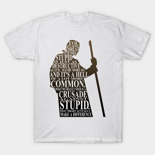 

Men Black Print T-shirt Crusade Against Stupid No-Cut Transfer Paper Print Cotton Tshirt 4XL білий