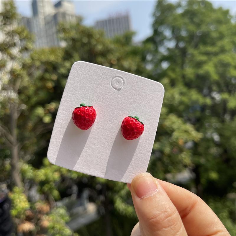 Sweet Cute Bow Ribbon Cake Earrings for Women Girls Fashion Ins Acrylic Strawberry Drop Earrings Exquisite Party Jewelry Gift