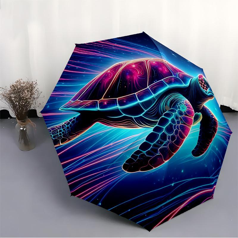 1PC Neon Turtle Automatic Open/close, All-Season Portable Folding Umbrella for Women & Men Yy250919161