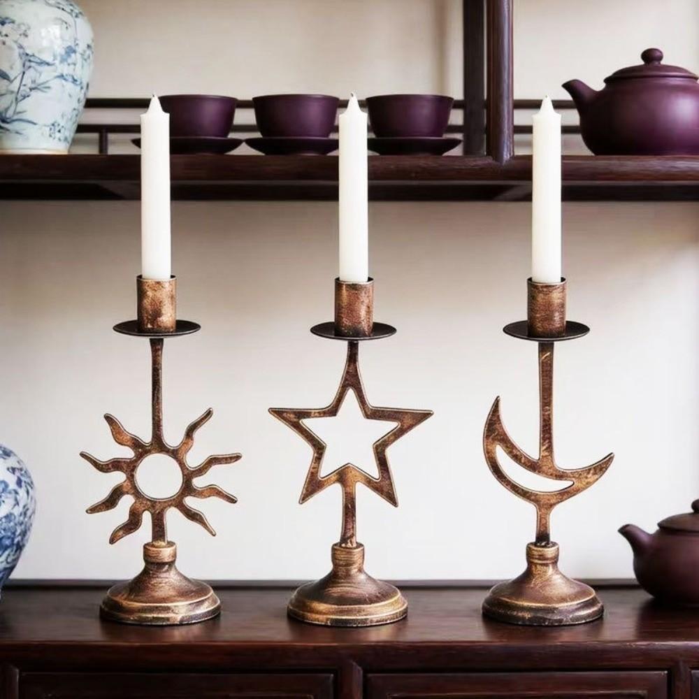 Vintage Stars Candle Holder Handicraft Hollow Candle Holders Modern Candle Stand  Dining Table