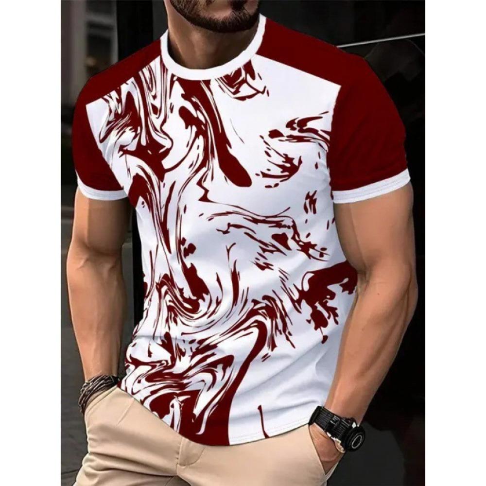 T-shirt Estiva da Uomo Girocollo Stampata in 3D Moda Versatile Traspirante Tendenza Casual