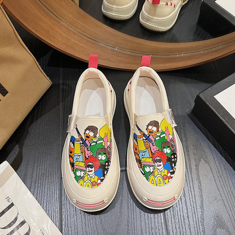 Mary Jane Loafers Women's New Spring Platform Lazy One-pedal Canvas Single Shoes Casual Sports Board Shoes