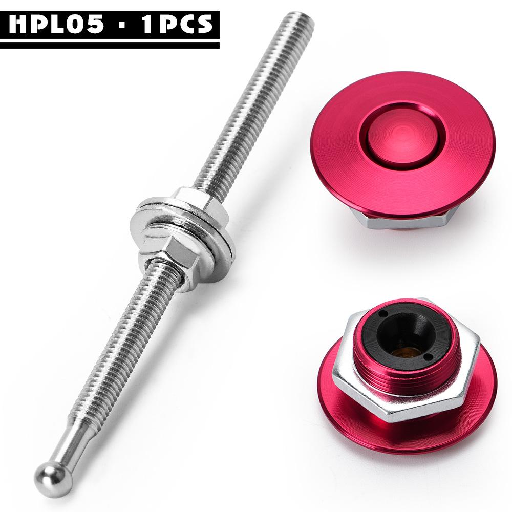 LZONE - 1.25  Universal JDM Style Push Button Billet Hood Pins Lock Clip Kit Car Quick Pins For BMW ec JR-HPL04/05 Long Red