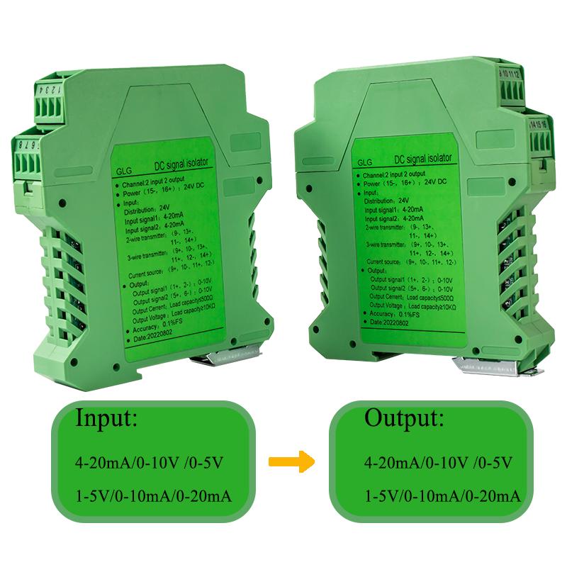 Signal Isolator Power Current Transmitter 4-20mA to 0-10V Isolator Distribution Signal Splitter 4-20mA Analog Isolation 0-5V