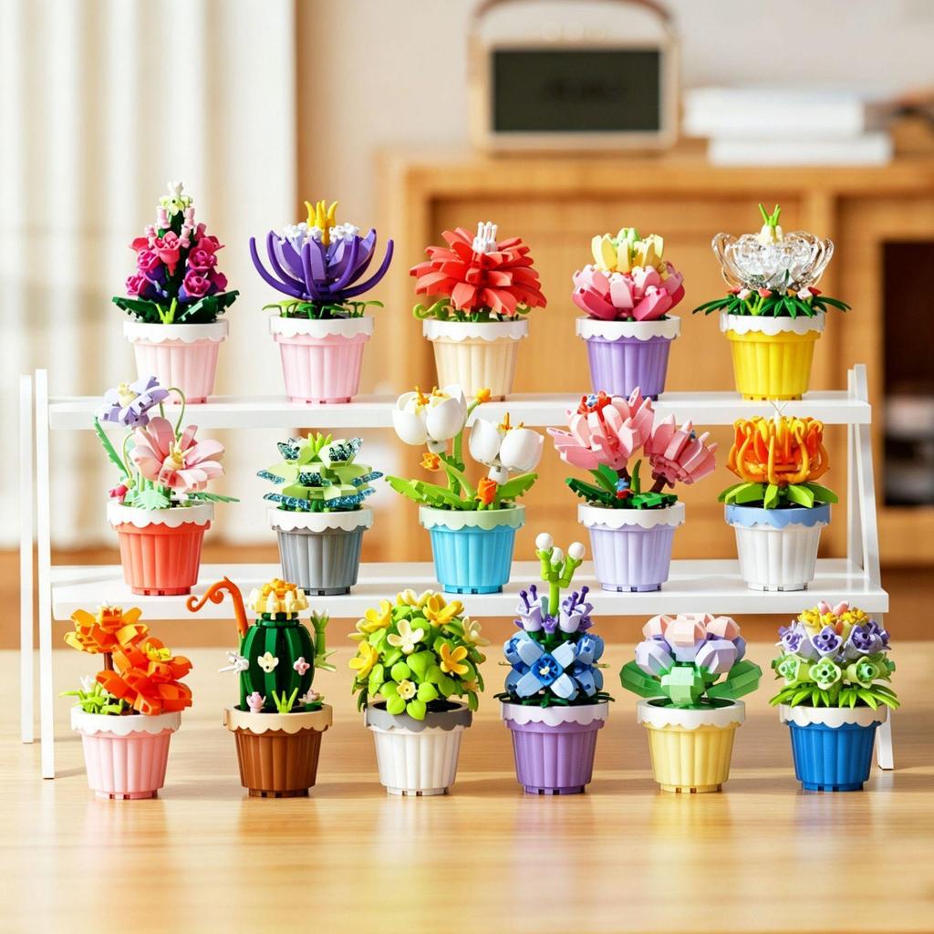 Immortal Flower Succulent Building Blocks - Creative Model for Desktop Decor