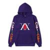 Hunter X Hunter XX Logo Hoodie Color Japanese Vertical Sleeve Print Black Anime Pullover Sweatshirt