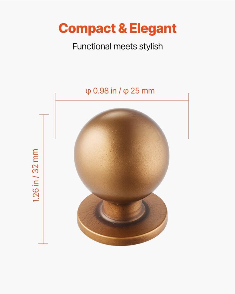 Cabinet Knobs, 12 Pack, 25 Mm Zinc Alloy Drawer Pulls Door Handles, Round Kitchen Dresser Solid Knobs Cupboard Hardware with Screws for Bathroom