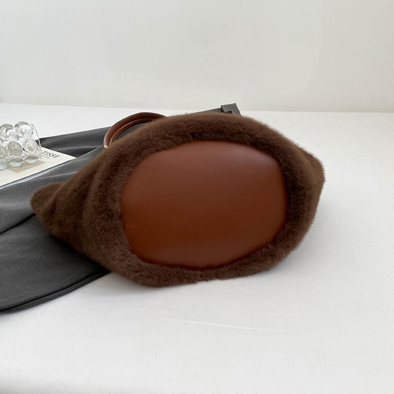 Yogodlns Leopard Print Tote Bag for Women, Soft Handheld Plush Shoulder Bag, Stylish Fall Winter Crossbody Purse & Shopper Bag