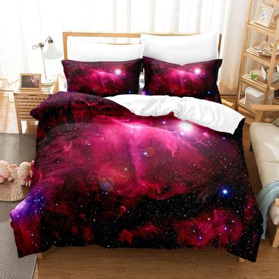 Set de lenjerie de pat Galaxy pentru cameră de adolescent (băiat și fată), Albastru-Verde, Pătură cu model Meteorit Violet cu fețe de pernă, Set de lenjerie de pat Super Moale