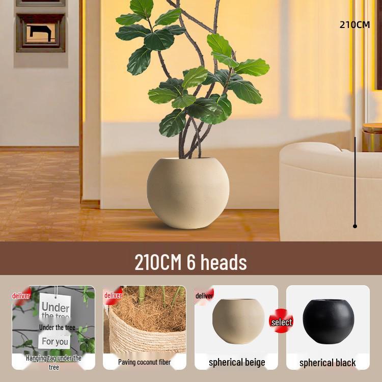 Large Potted Fiddle-Leaf Fig: Luxury Faux Green Plant for Living Room Decor