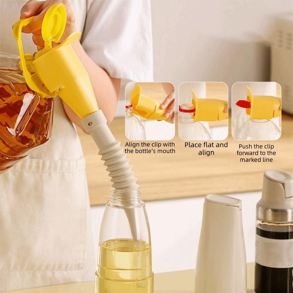 2PCS Wide-mouth Extendable Kitchen Funnel Telescopic Hose Sauce Dispensing Funnel Home