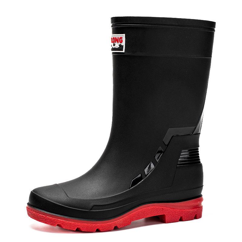 High Tube Rain Shoes Men's Medium Tube Non-slip Water Shoes Fashion Outdoor Rain Boots Fishing Thick-soled Water Boots Thermal Rubber Shoes