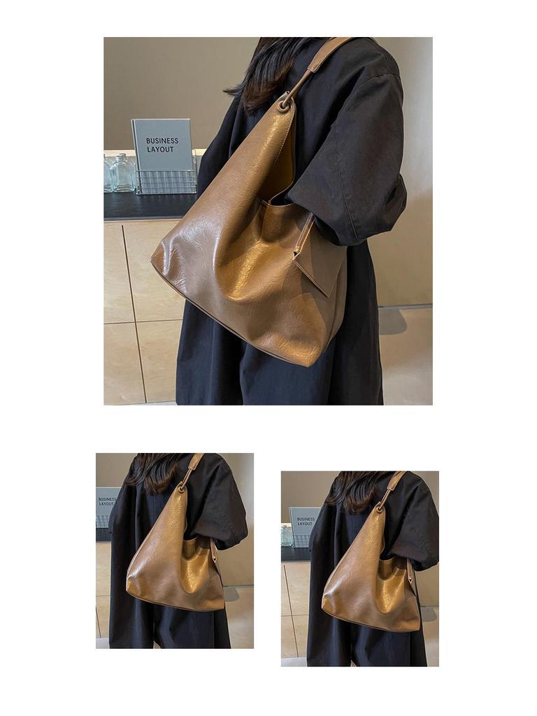 2024 Retro High-End Women's Tote: Fashionable, Simple, Large Capacity Shoulder Bag for Work and Commute