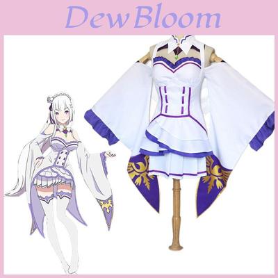 Enchanting Emilia Dress Cosplay Set With Elegant Wig For Womens Anime Party Costumes