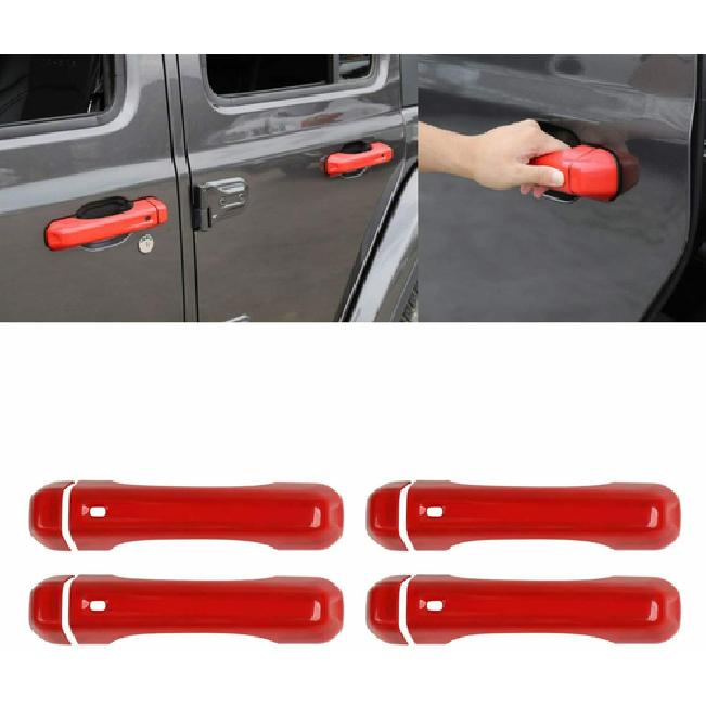Red Exterior Door Handle Shell Cover Trim for Jeep Wrangler JL & JT 2018+ 4Door