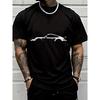 Schwarzes T-Shirt für Herren • Lässiges Kurzarm-Design • Sportwagen-Print • Trendiger Street Style • Perfekt für den Alltag
