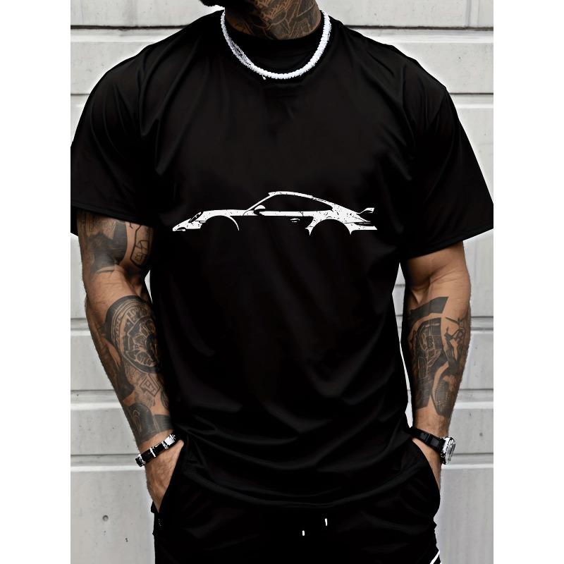 

Black T-Shirt for Men • Casual Short Sleeve Design • Sports Car Print • Trendy Street Style • Perfect for Everyday Wear 4XL чорний