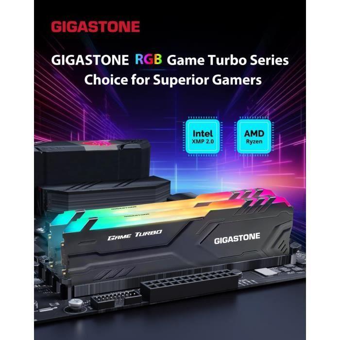Mémoire RAM DDR4 - GIGASTONE - Game Turbo - 32Go - 3200MHz - RGB - UDIMM