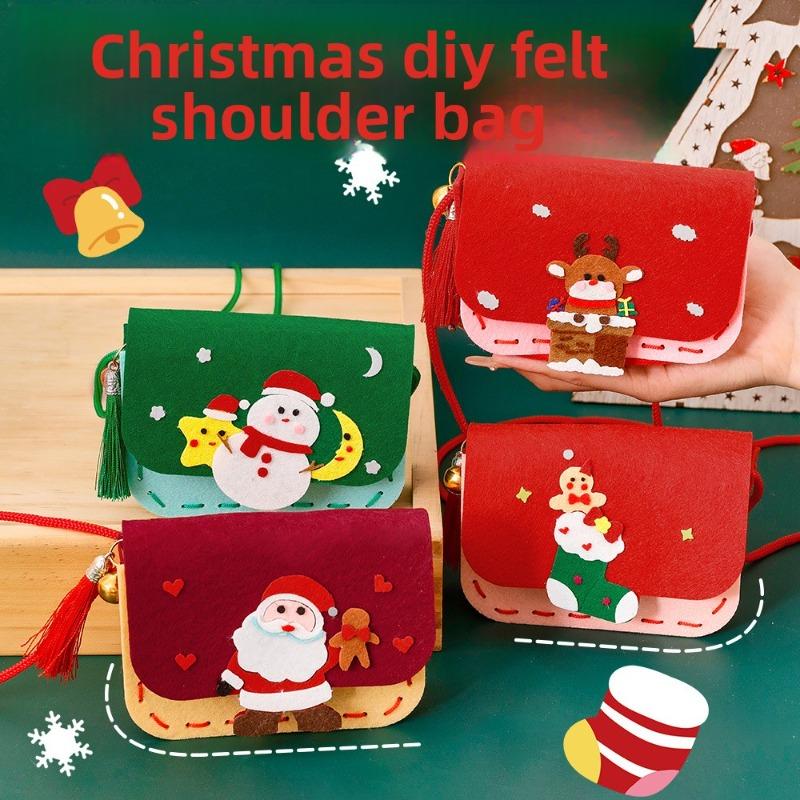 Christmas Handmade Felt Crossbody Bag, Children's Cartoon Non-woven Fabric Coin Purse, Christmas Candy Backpack