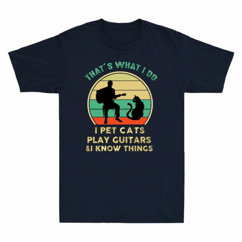 Vintage Pet Cats Play and That's Know I What Things T-Shirt Guitars I I Do Unisex's