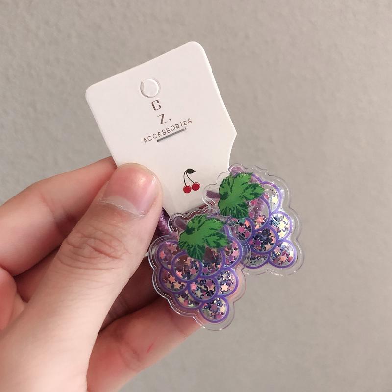 2PCS Fruit Quicksand BB Cartoon Clips Kids Hairpins Children Headwear Baby Clips Headdress Elastic Hair Bands Girls Accessories