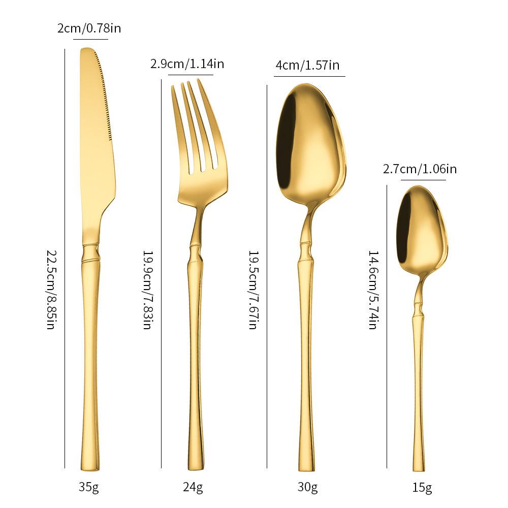 

Stainless steel tableware 24-piece set Small waist knife and fork Western food steak knife, fork and spoon set