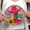 1pc 8x8" Western Cowgirl Boot & Hat Metal Wall Art, Rustic Pink Cowboy Decor for Home