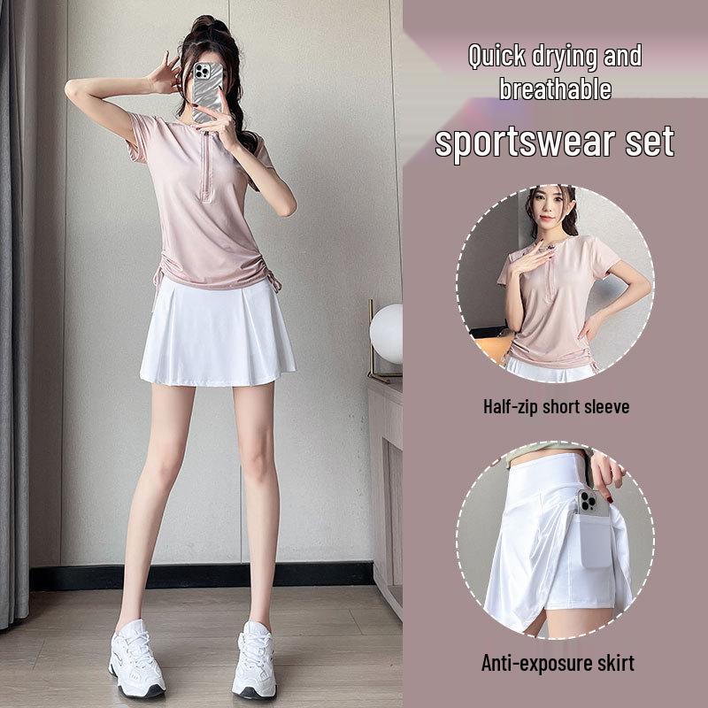 Women's Summer 2025 Quick-Dry Badminton & Tennis Outfit - Short Skirt Fitness & Yoga Suit