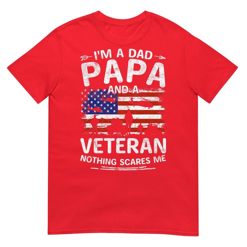 Im A Dad Papa And Veteran Fathers Day Retro Papa Grandpa Tshirt S