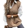 Nuovo maglione autunno/inverno da donna, gilet largo alla moda, maglione a trecce senza maniche con scollo a V ampio, stile europeo e americano