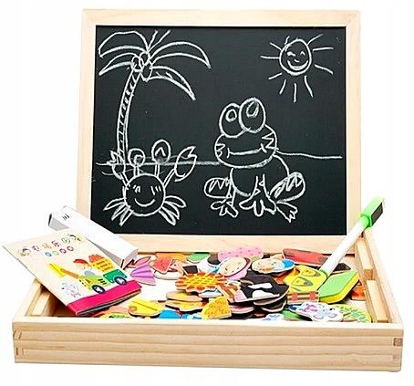Edukacyjna Tablica 3W1 Magnetyczna Kredowa Magnesy Ukladanka Montessori