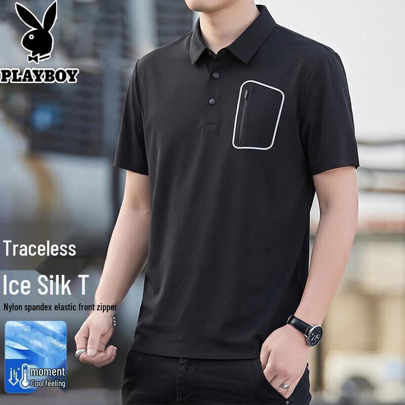PLAYBOY Men s Ice Silk Short Sleeve Polo T-Shirt 4XL фото
