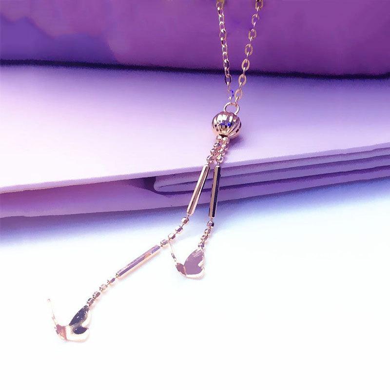 Purple Gold Plated Rose Gold Sweet Butterfly Tassel Necklace Colored Gold Transfer Bead Collarbone Chain