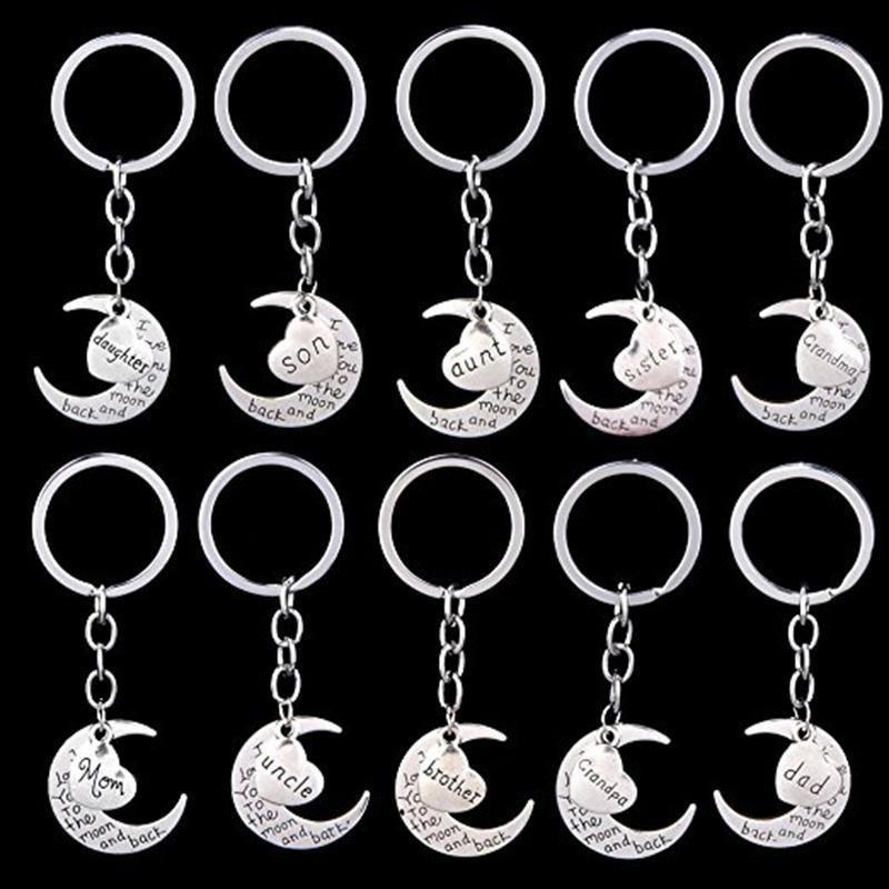 1pcs Grandpa/Son I Love you to the moon and back Key Ring Keyring Xmas Gift Silver