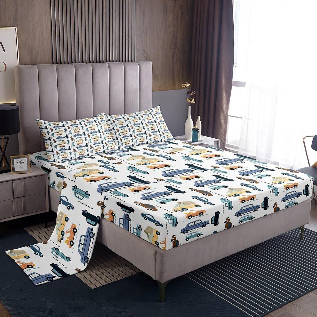 Dog Footprint Bone Pattern Bed Hat Four-piece Bedding Set Bedroom Dormitory Bedding Decoration