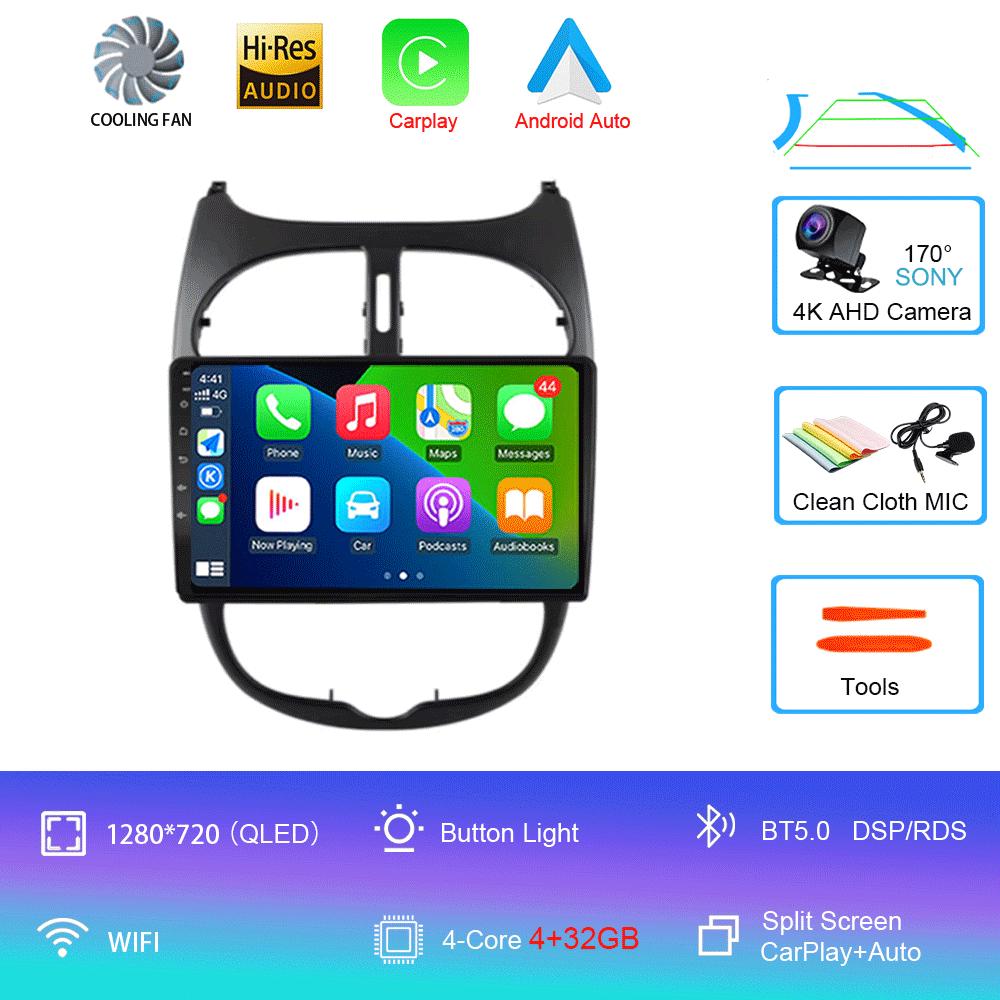 

Android 14 Car Radio Carplay Auto 8Core Player For Peugeot 206 1998 1999 2000 - 2012 GPS Multimedia Head Unit 2 DIN Stereo Video
