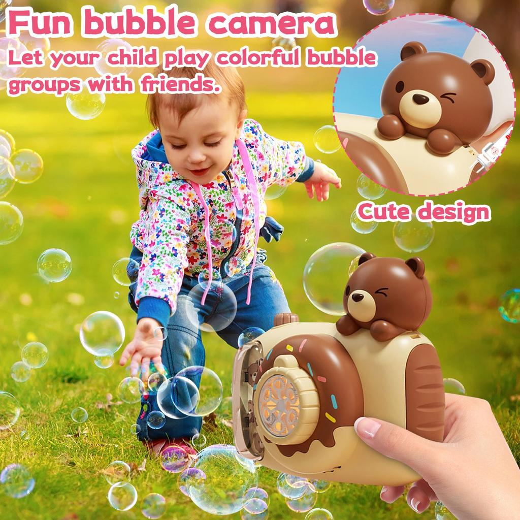 Children's Handheld Bubble Machine Camera Lighting Effect Bubble Machine Fully Automatic Bubble Machine (2 * 30ml Bubble Solution)
