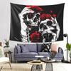 Skull and Roses Tapestry  Celebrate Gothic Art with Bold Black and Red Design  Perfect for Bedroom Living Room Decor