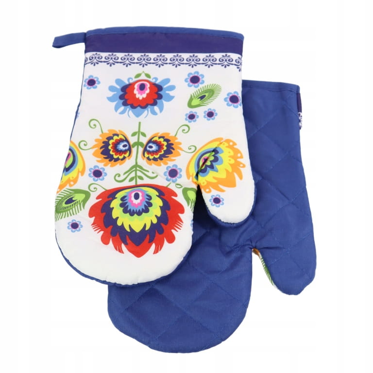 Insulating Blue Oven Gloves with Magnet, 2 Pieces