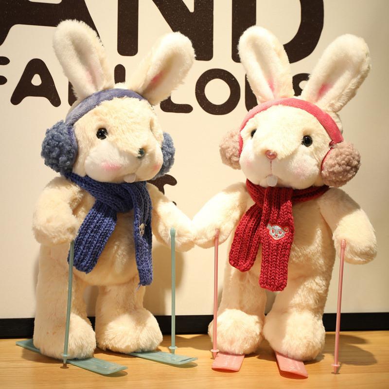 Cuter Rabbit And Panda Plush Toys With Ski Design For Kids And Gift Giving