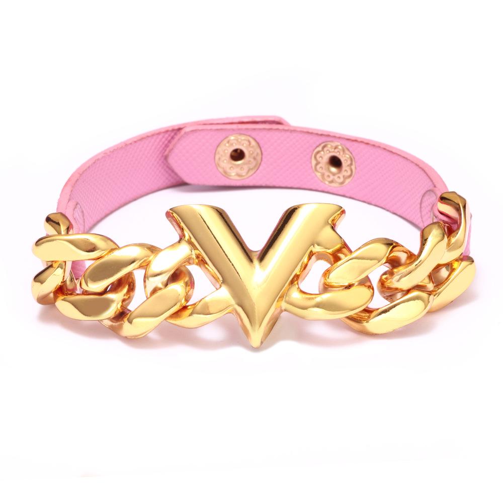 Qino PU Leather V-Chain Fashion Bangle: Stylish Couple's Bracelet