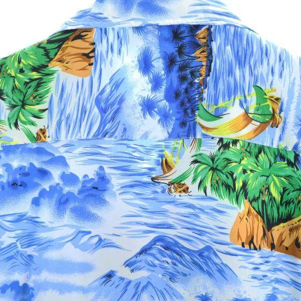 MAUI Overall Handle Short Sleeve Aloha Shirt M Bluish Men's Used