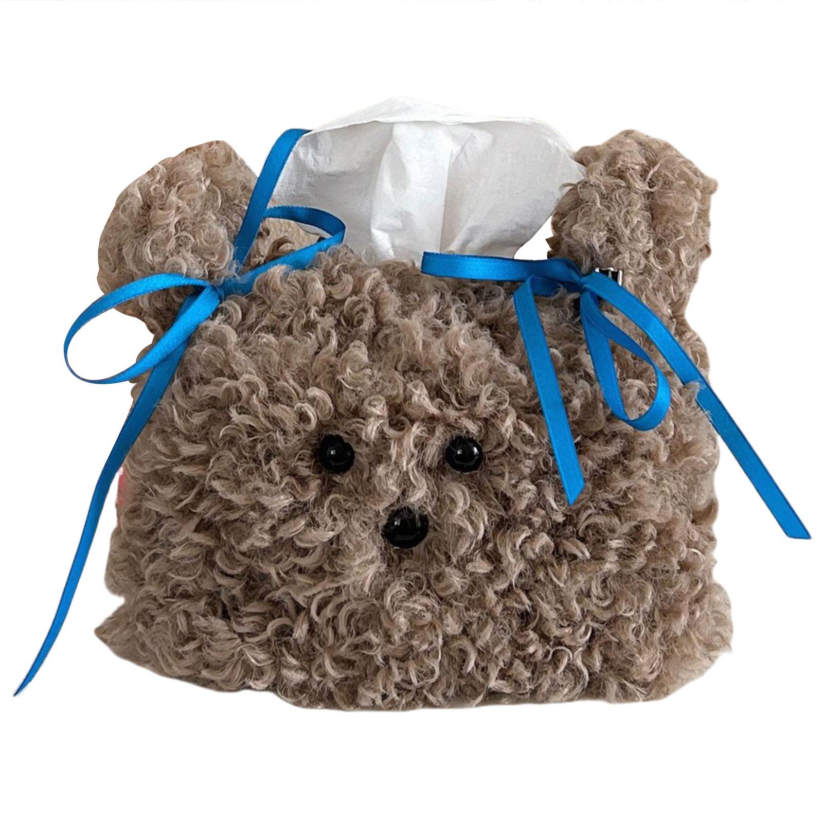 

Удобная коробка для салфеток в виде плюшевого щенка Прочная коробка для салфеток Удобный диспенсер для салфеток Удобная подставка для органайзера для бумаги коричневый