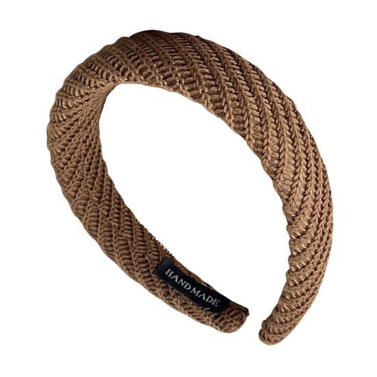 Women Headband Wide Brim Anti-Slip Waffle Sponge Filling Handmade Knitting Hair Hoop Autumn Winter Hair Accessory
