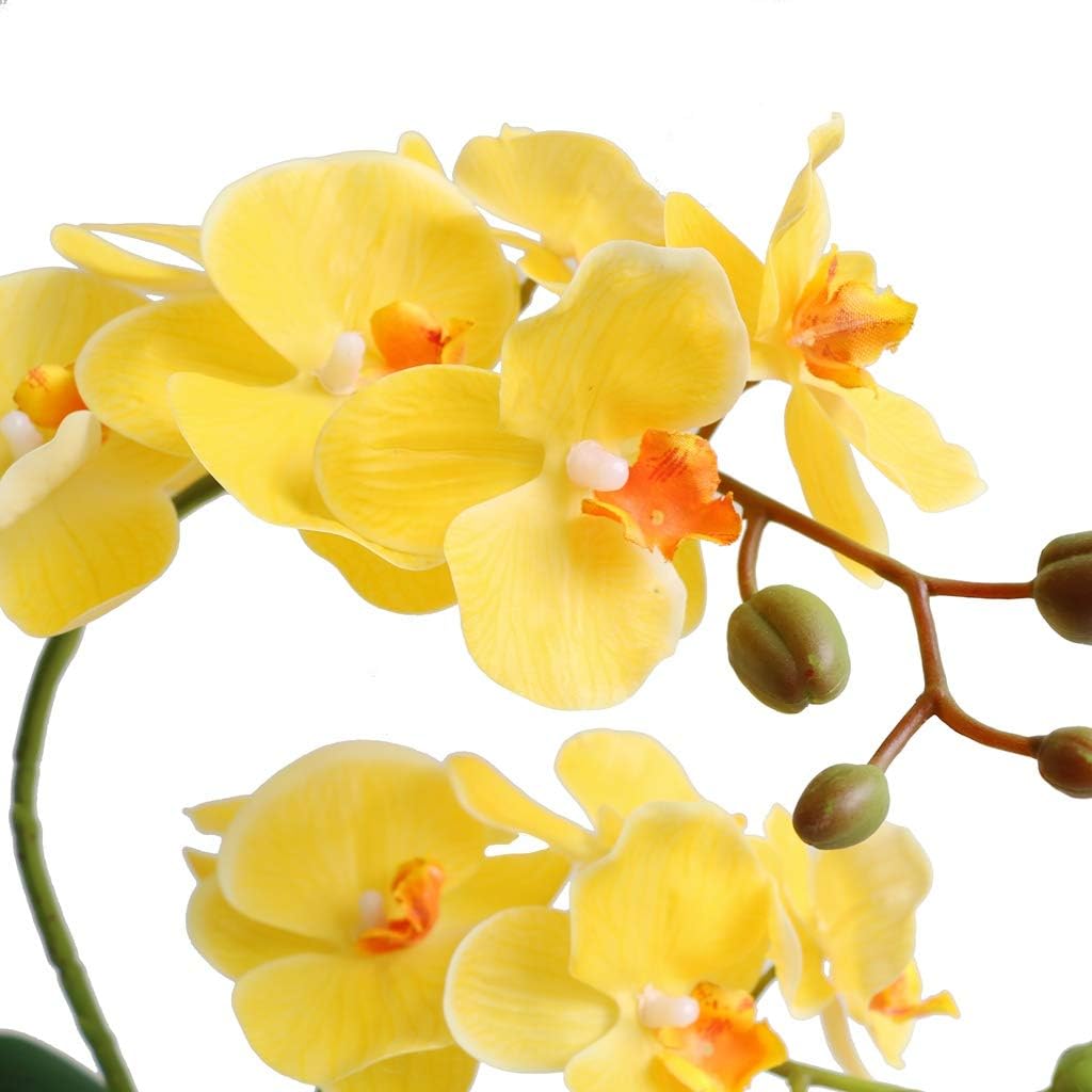

Jasming Artificial Phaleanopsis Flowers Fake Orchids Leaves Branches for Home Bonsai Garden Decoration (Yellow) жёлтый